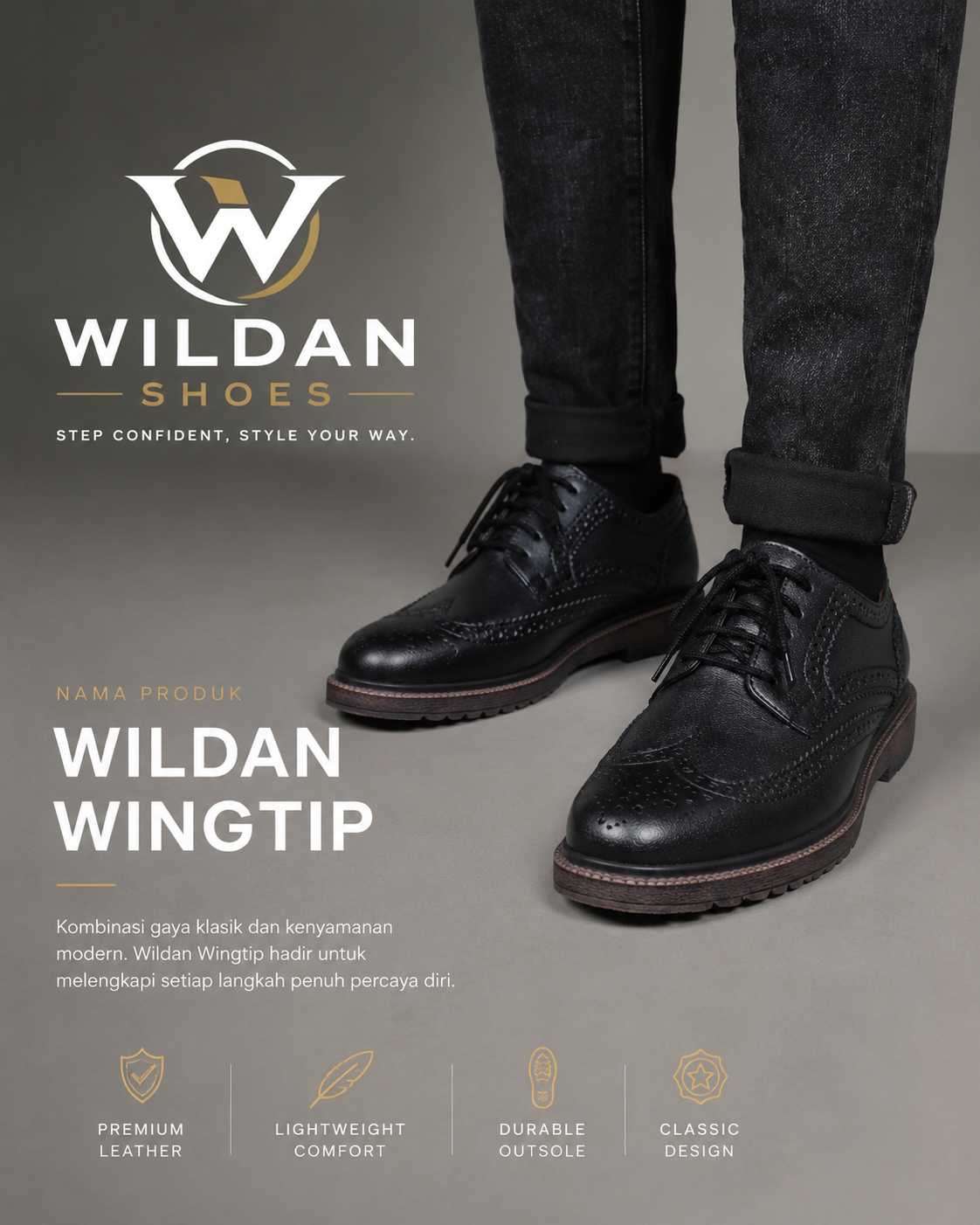 Wildan Wingtip Premium Leather Shoes – Elegan, Mewah, dan Berkelas - Gambar 2