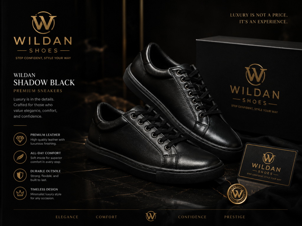 Wildan Shadow Black Sepatu Sneakers Pria Premium Elegant Hitam